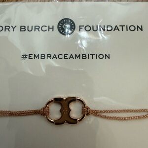 Tory Burch Rose Gold Logo Bracelet